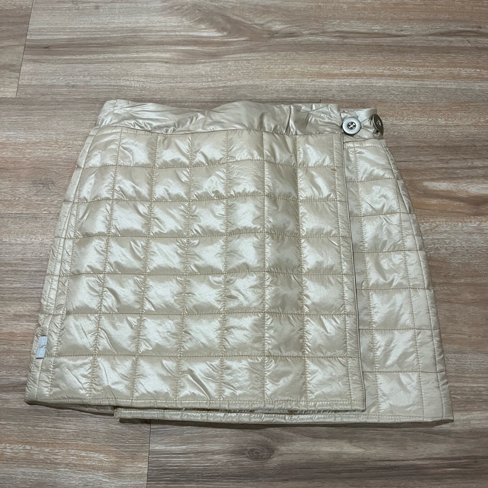 OHSHO Winter Quilted Wrap Mini Skirt in Cream